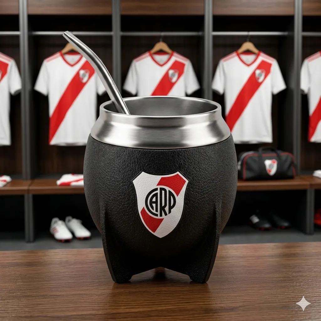 Gemini_Generated_Image_9zuw7v9zuw7v9zuw Mate con Bombilla River Plate. "Producto Oficial"